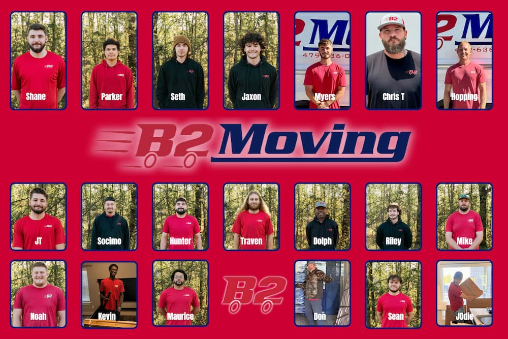 B2 Moving team members standing together in Northwest Arkansas
