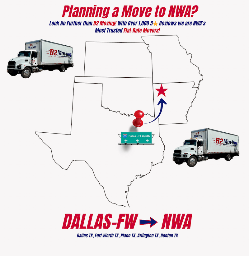 Professional movers handling a Dallas to Northwest Arkansas relocation