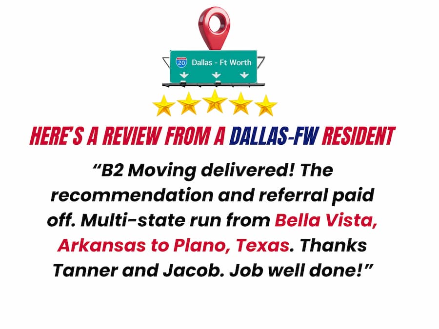 5-star Google review for Dallas to NWA move