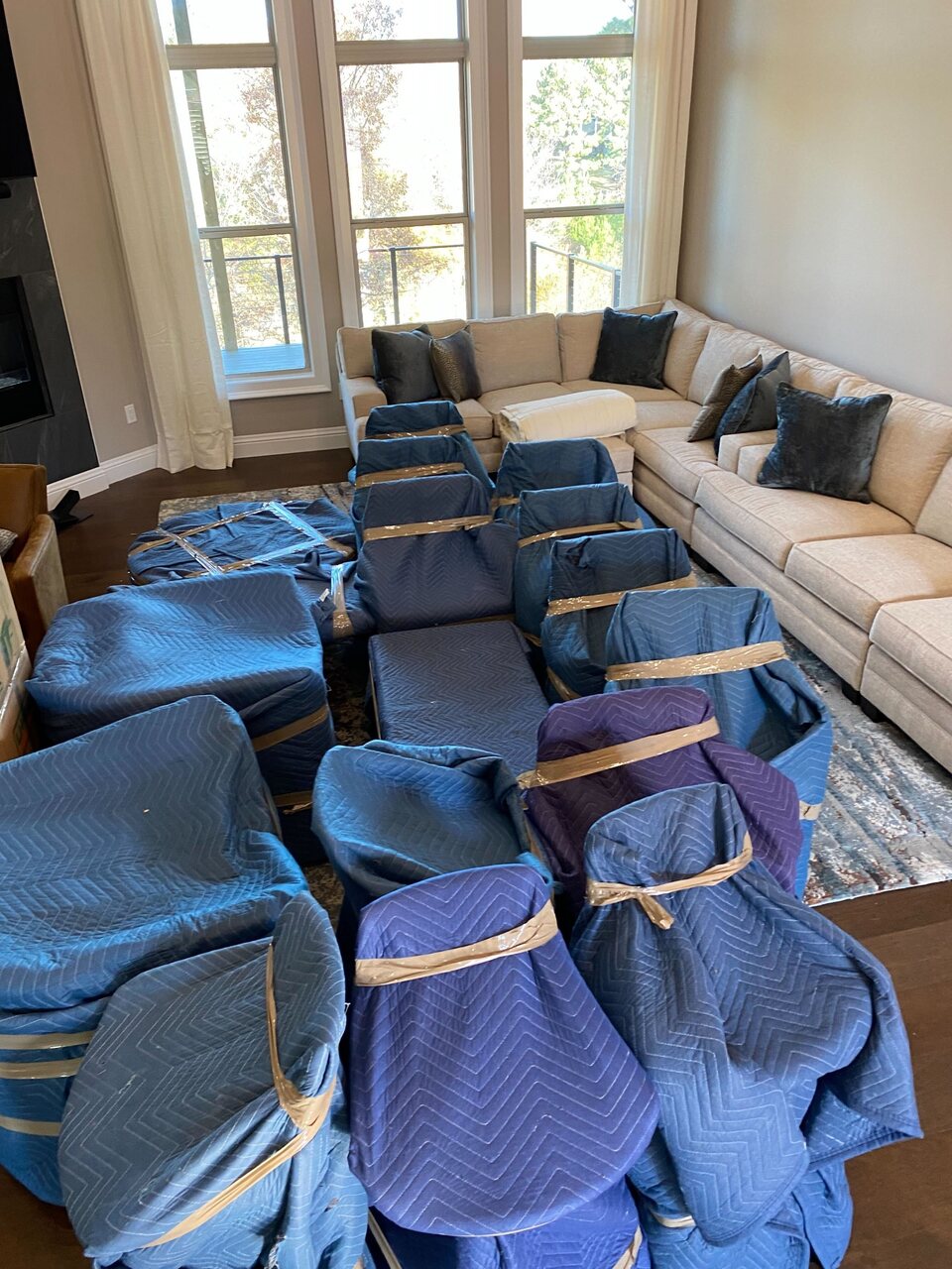 Household items padded and prepared by B2 before packing and moving
